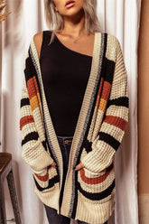 Chicindress Langärmliger, lockerer Cardigan-Pullover mit V-Ausschnitt